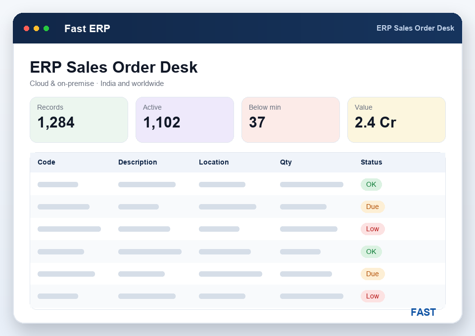 Sales executive processing an order acceptance in the ERP